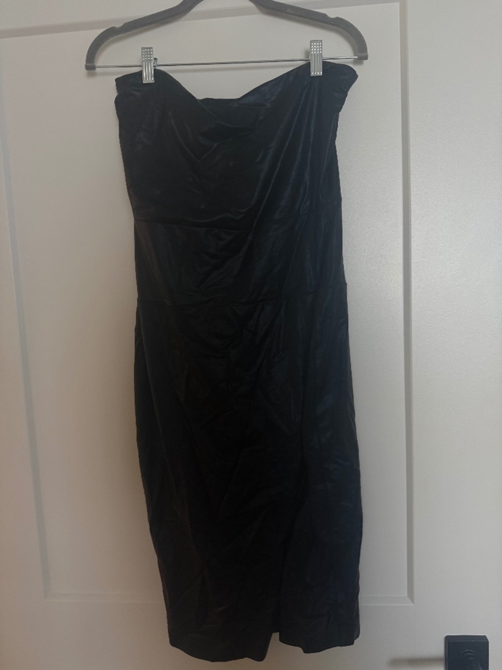 Norma Kamali Strapless Black Pleather Dress